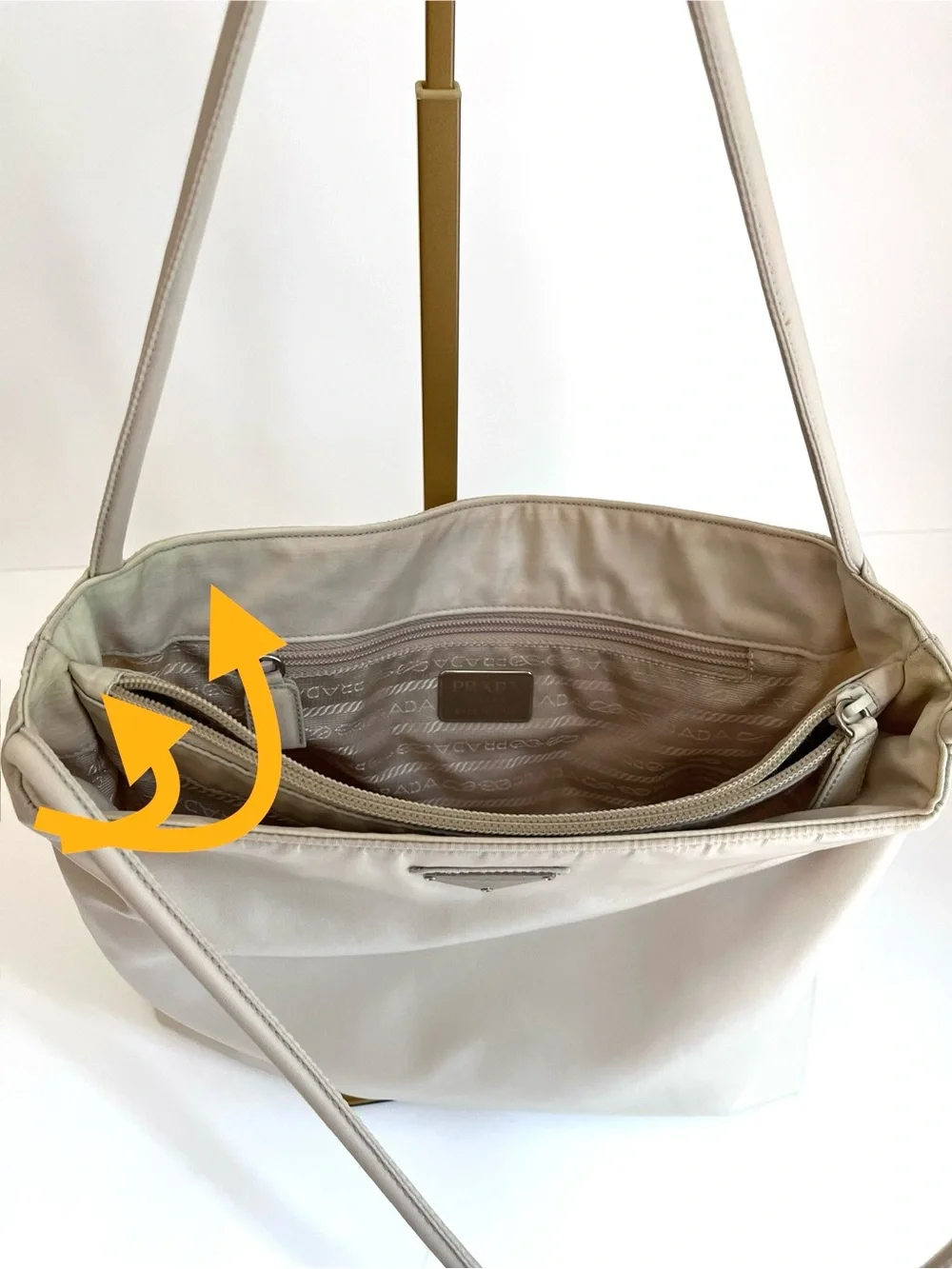 Vintage Prada | Tessuto Nylon | Medium Tote Bag | Cream Beige Ivory